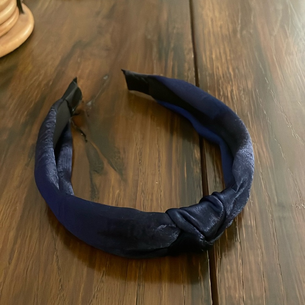 Navy Blue Satin Knot Headband
